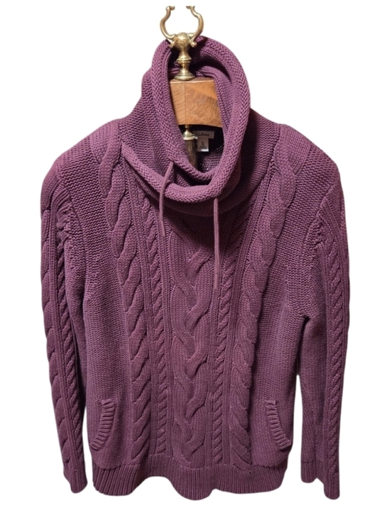 L.L. Bean Sweaters - LL Bean Women's Signature Cotton Funnelneck Sweater Burgundy Red Pockets XL